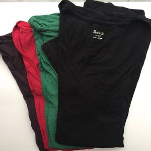 BUNDLE: 4 Madewell whisper cotton v-neck tees